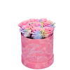 Cotton Candy Roses in Round Pink Box (LG)