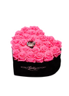 Pink Roses in Black Heart Box (SM)