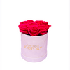 Red Roses in White Round Box (SM)