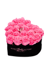 Pink Roses in Black Heart Box (LG)