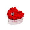 Red Roses in White Heart Box (SM)