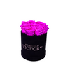 Violet Roses in Round Black Box (SM)