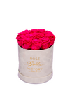 Hot Pink Roses in Round White Box (SM)