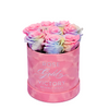 Cotton Candy Roses in Round Pink Box (SM)