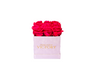 Hot Pink Roses in White Square Box (SM)