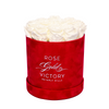 White Roses in Red Round Box (LG)