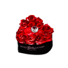 Cherry Love Roses in Black Heart Box (SM)