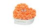 Coral Roses in White Heart Box (LG)